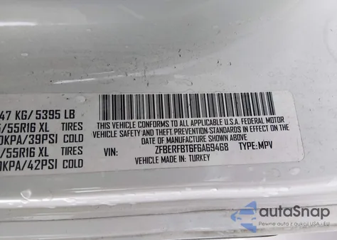 2015 Ram Promaster City Tradesman Slt z USA, uszkodzony, nr VIN ZFBERFBT6F6A69468